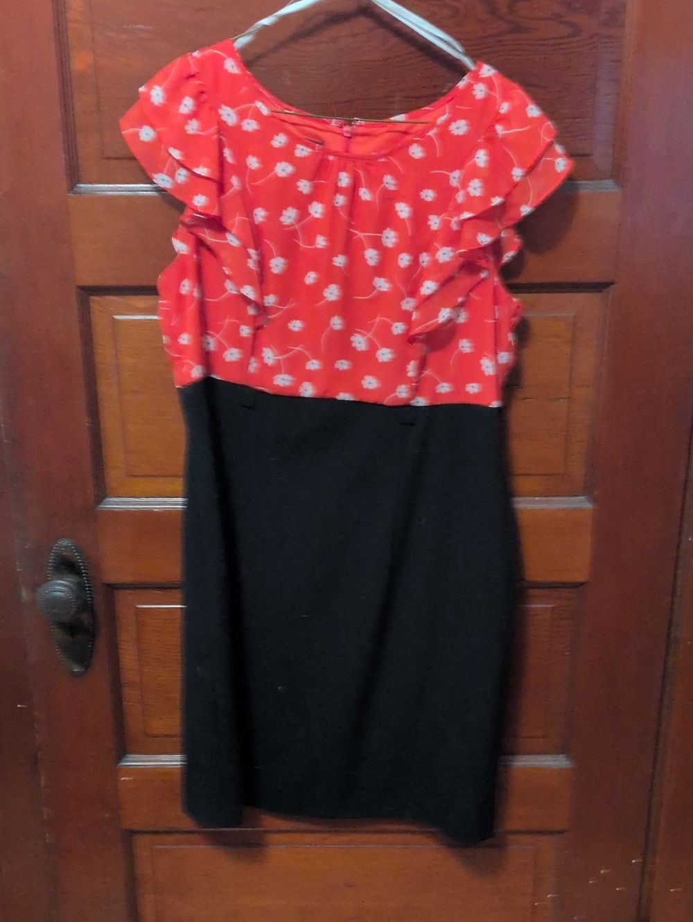 Alyx Red Floral Ruffle Top with Black Skirt Girls' Dress